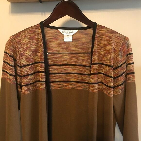 Exclusively Misook Striped Open Front Cardigan XS - Picture 2 of 13